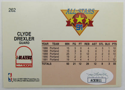 Clyde Drexler Signed Auto Autograph 1991 NBA Hoops Card JSA AC83811