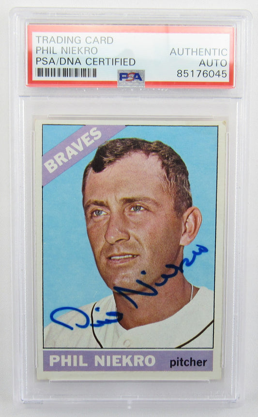 Phil Niekro Signed Auto Autograph 1966 Topps Encapsulated Card PSA/DNA Certified