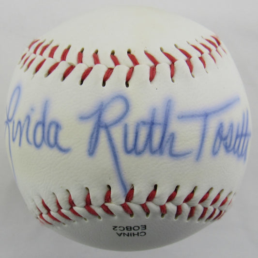 Linda Ruth Tosetti Babe Granddaughter Signed Auto Autograph Rawlings Baseball B103