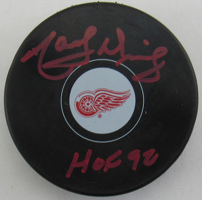 Marcel Dionne Signed Auto Autograph Redwings Logo Hockey Puck JSA Witness COA