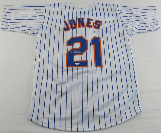 Cleon Jones Signed Auto Autograph Replica Mets Jersey JSA Witness COA
