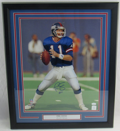 Phil Simms Signed Auto Autograph Framed 16x20 Photo JSA COA