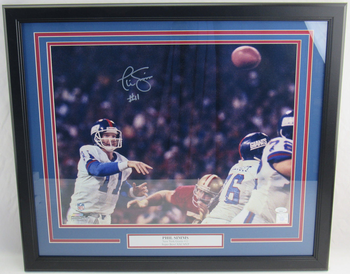 Phil Simms Signed Auto Autograph Framed 16x20 Photo JSA COA II