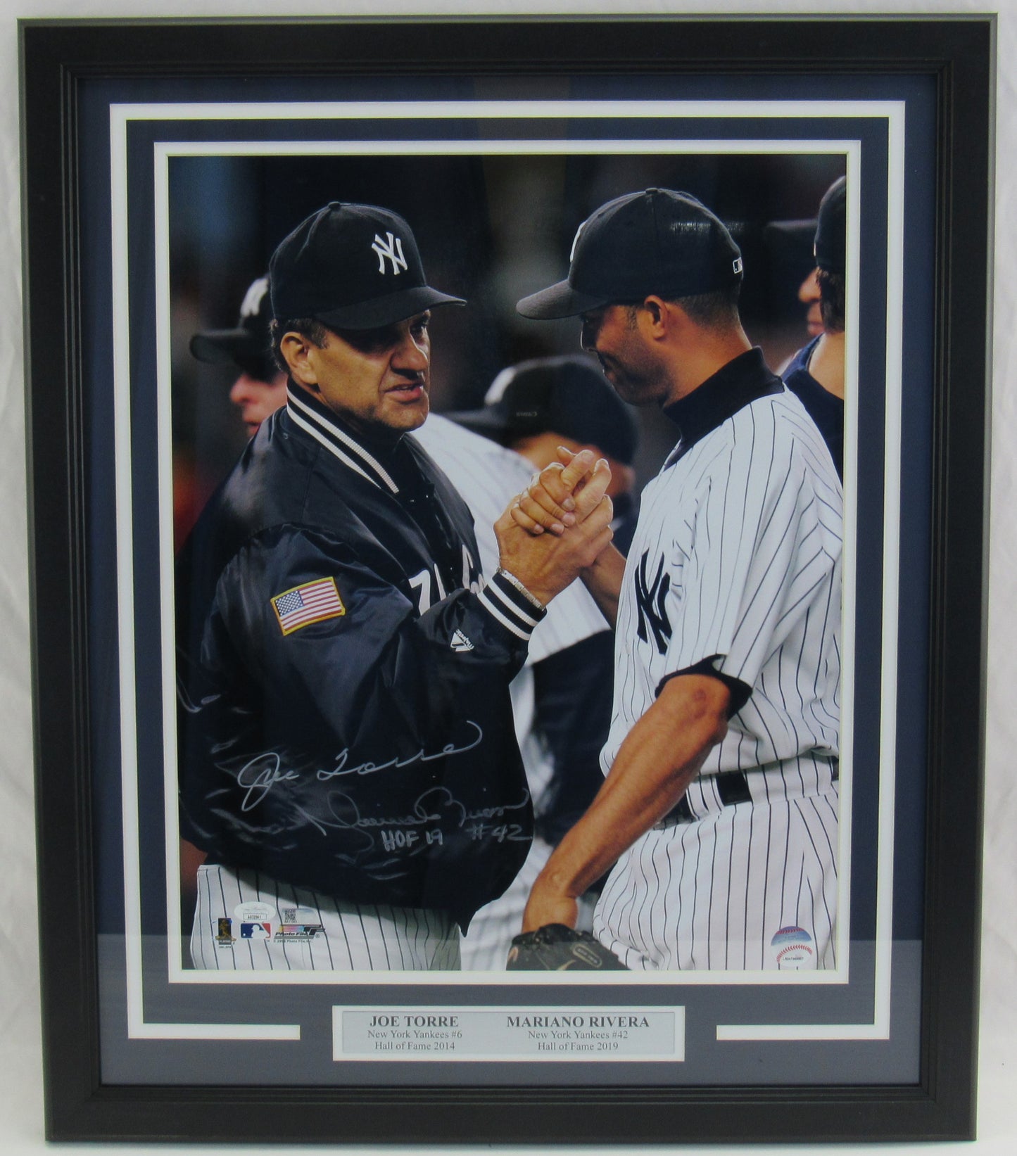 Joe Torre Mariano Rivera Signed Auto Autograph Framed 16x20 Photo JSA AS32241