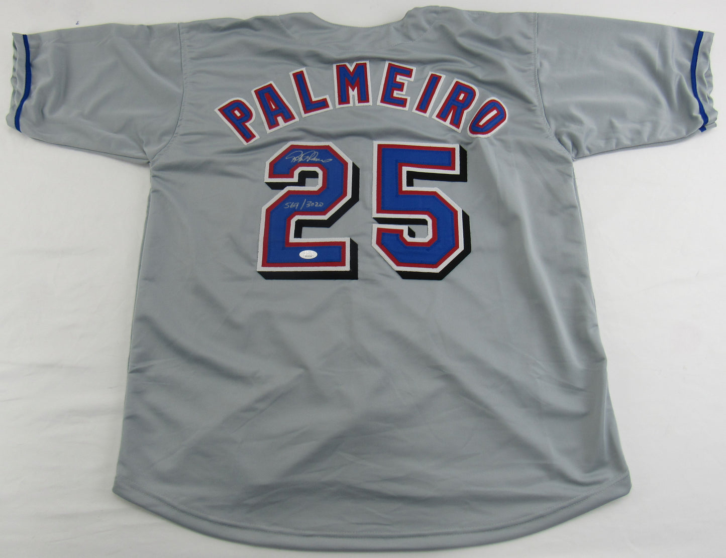 Rafael Palmeiro Signed Auto Autograph Custom Rangers Jersey w/ Insc JSA COA