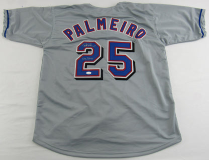 Rafael Palmeiro Signed Auto Autograph Custom Rangers Jersey w/ Insc JSA COA