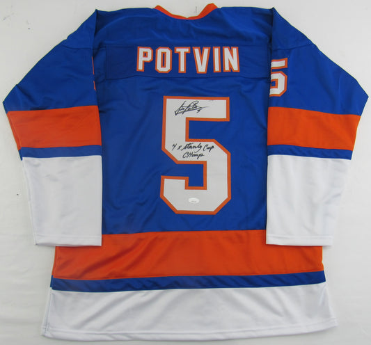 Denis Potvin Signed Auto Autograph Replica Islanders Jersey w/ Insc JSA COA II