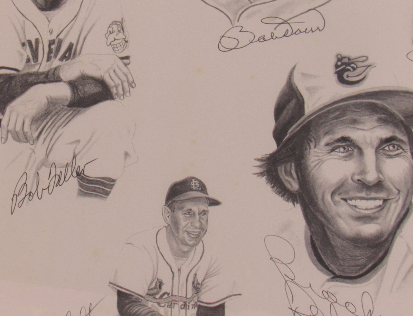 Warren Spahn, Yogi Berra, Ray Dandridge, Johnny Mize, Brooks Robinson, Johnny Pesky, Enos Slaughter, Bob Feller, Monte Irvin, Buck Leonard, Ralph Kiner Muti Signed Framed Baseball Poster