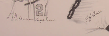 Warren Spahn, Yogi Berra, Ray Dandridge, Johnny Mize, Brooks Robinson, Johnny Pesky, Enos Slaughter, Bob Feller, Monte Irvin, Buck Leonard, Ralph Kiner Muti Signed Framed Baseball Poster