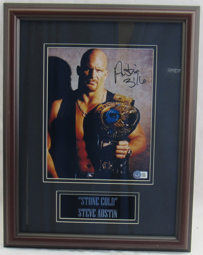 Stone Cold Steve Austin Signed Framed 8x10 Photo Beckett Holo BH84593