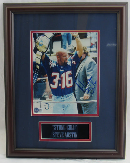Stone Cold Steve Austin Signed Framed 8x10 Photo Beckett Holo BH84592