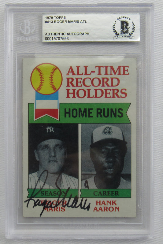 1979 Topps Roger Maris Signed Beckett Encapsulated Baseball Card