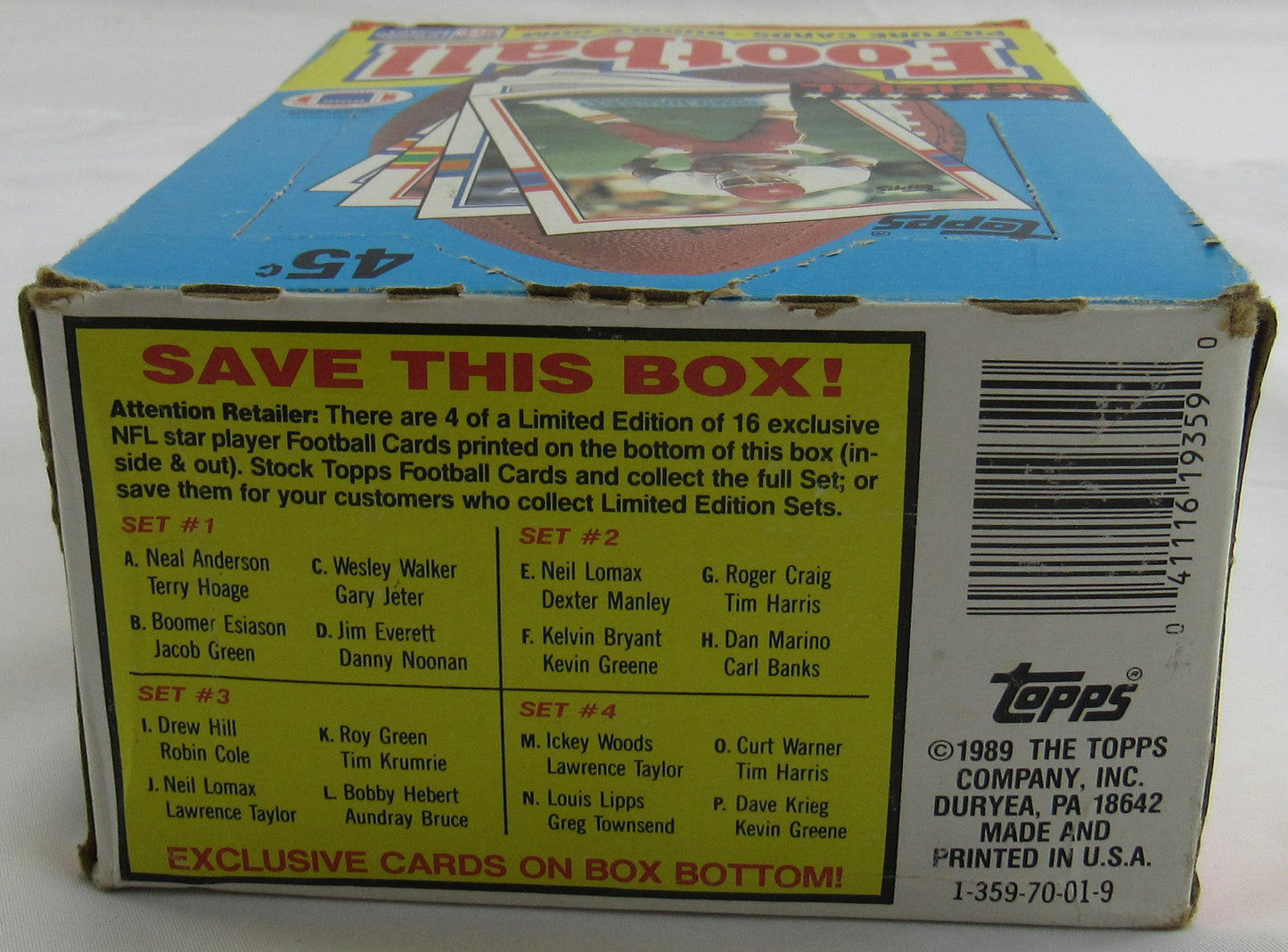 1989 Topps Football Wax Box - 36ct