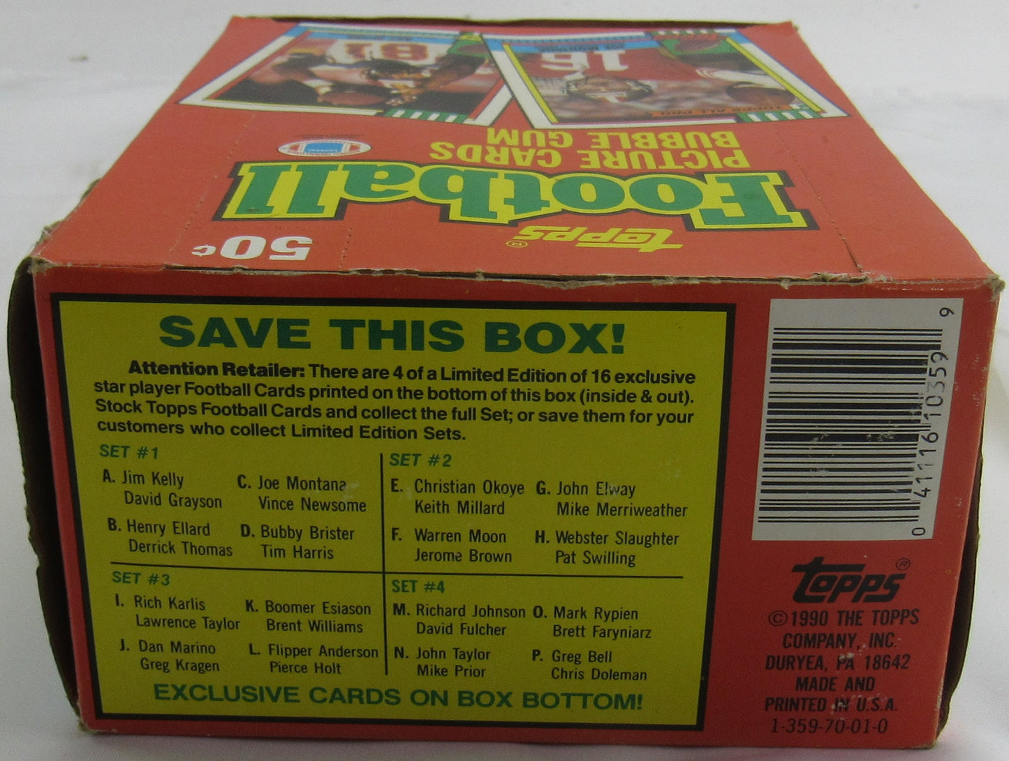 1990 Topps Football Unopened Wax Box (36 packs)